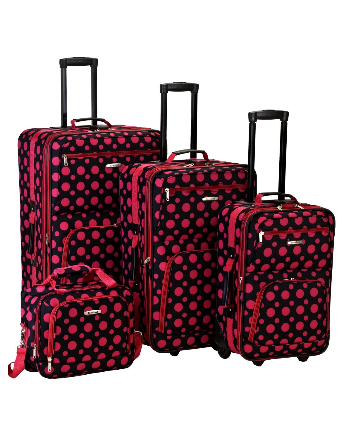 Rockland 4-Pc. Softside Luggage Set - Dark Pink Dots