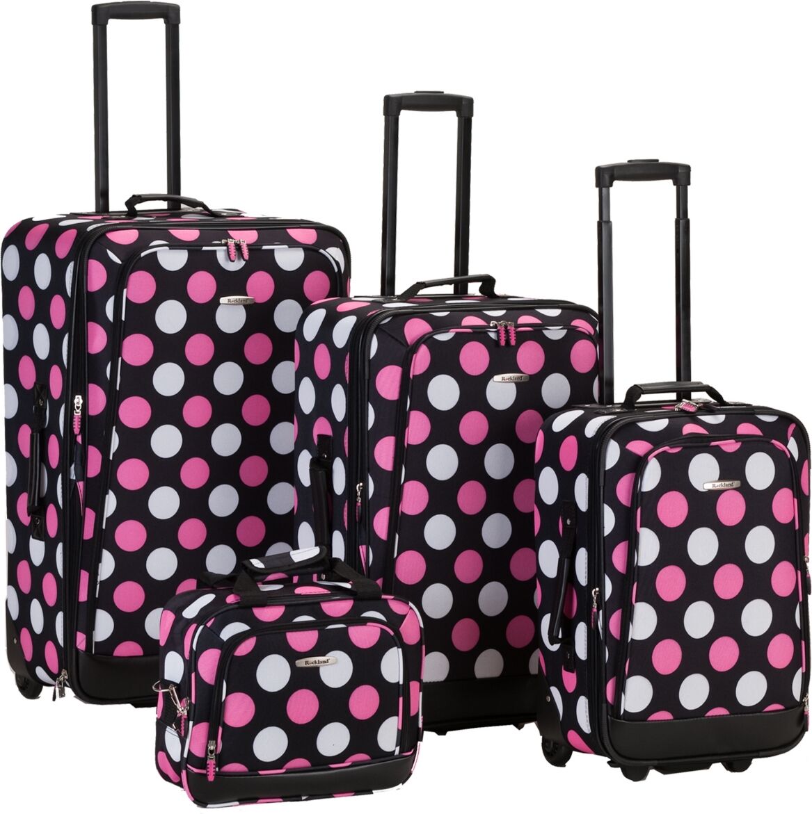 Rockland 4-Pc. Softside Luggage Set - Pink  White Dots on Black