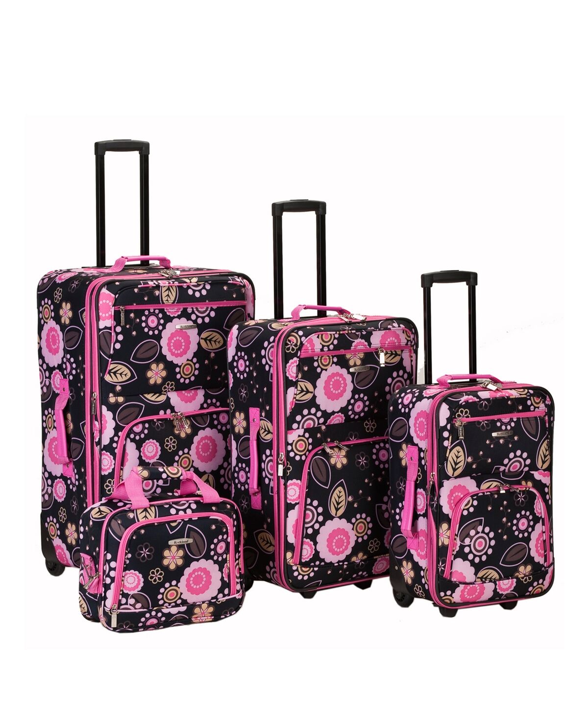 Rockland 4-Pc. Softside Luggage Set - Brown and Pink Floral