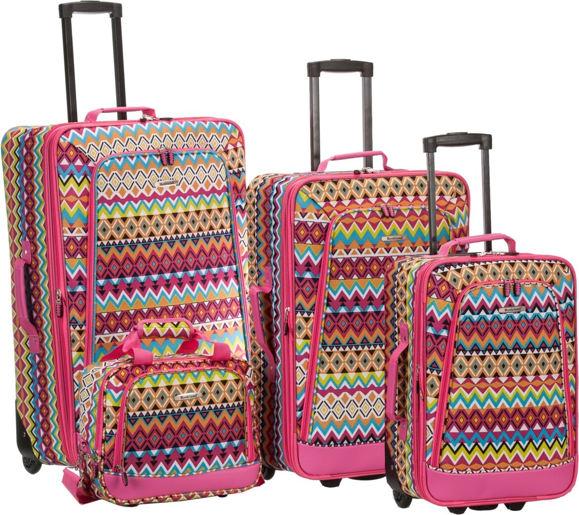 Rockland 4-Pc. Softside Luggage Set - Tribal Pink