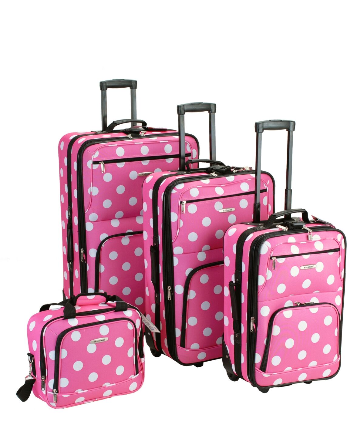 Rockland 4-Pc. Softside Luggage Set - White Dots on Pink