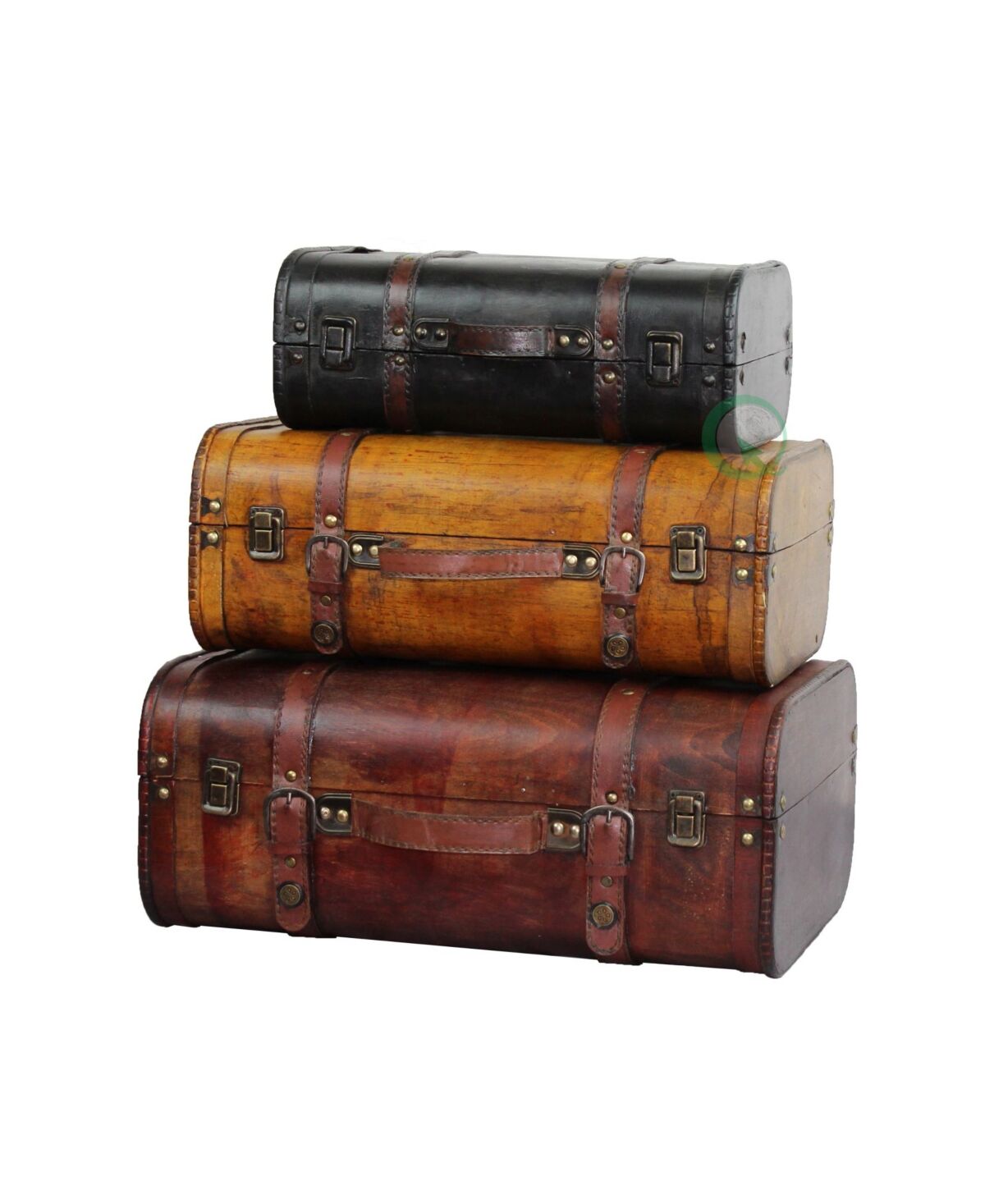 Vintiquewise Vintage-Like Style Luggage Suitcase, Trunk, Set of 3 - Brown