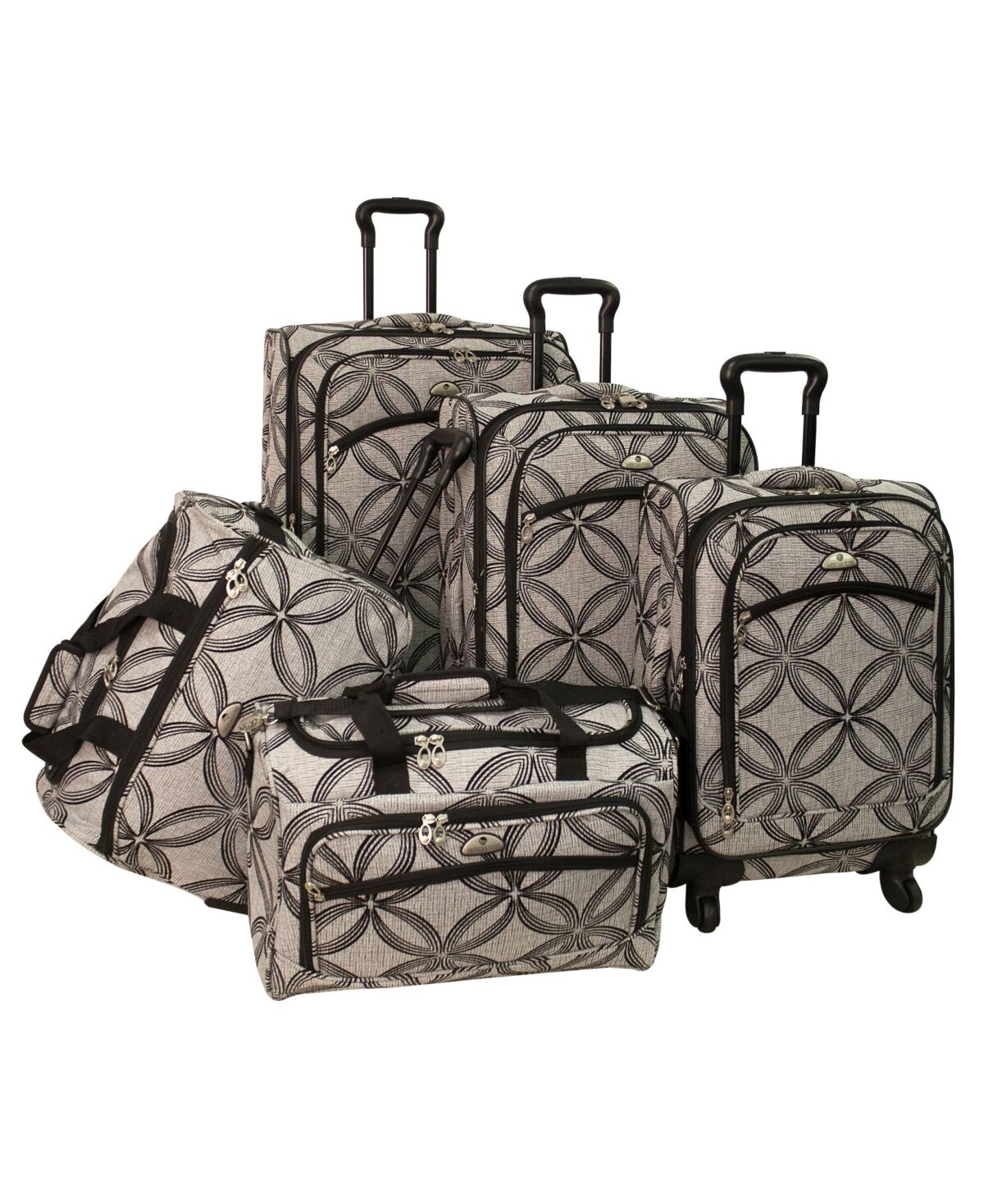 American Flyer Clover 5 Piece Spinner Luggage Set - Black