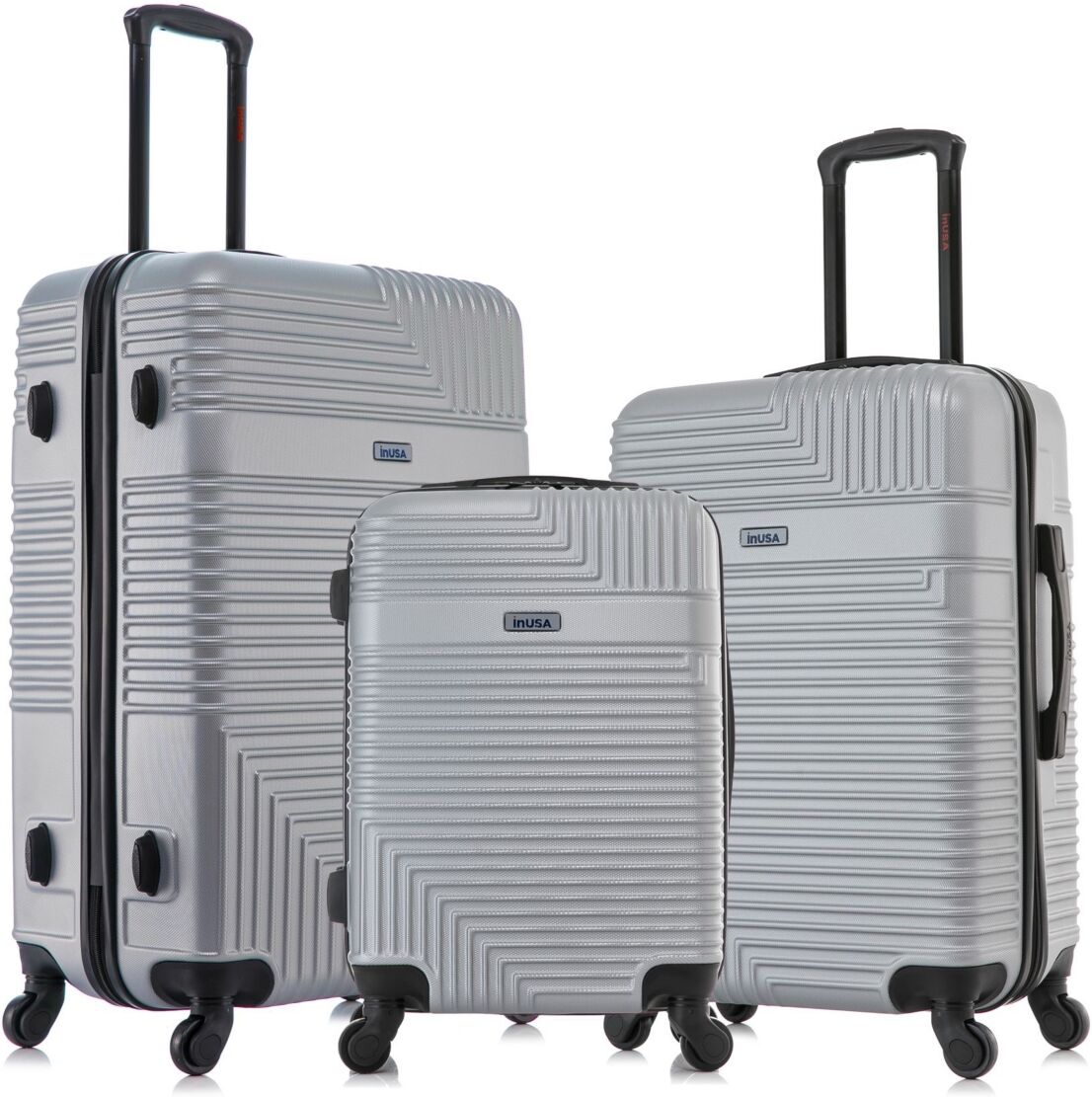 InUSA Resilience Lightweight Hardside Spinner Luggage Set, 3 piece - Silver