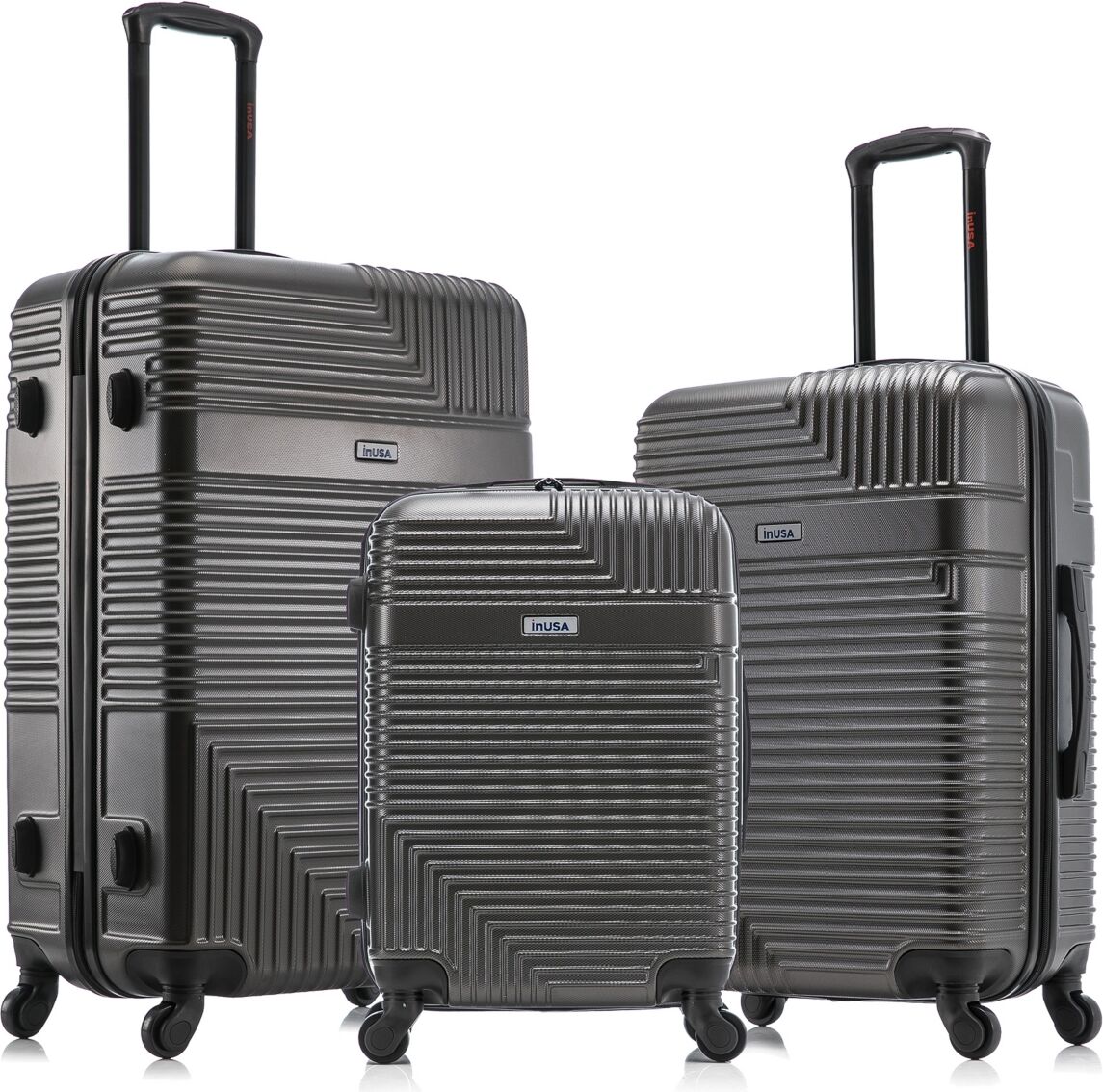 InUSA Resilience Lightweight Hardside Spinner Luggage Set, 3 piece - Gray