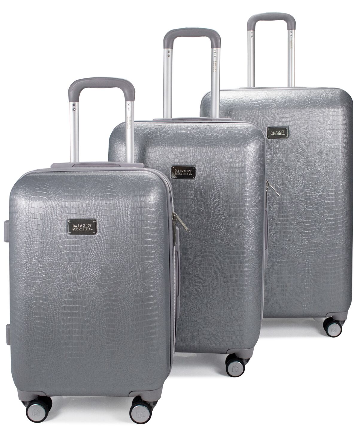 Badgley Mischka Snakeskin Expandable Luggage Set, 3 Piece - Silver-Tone