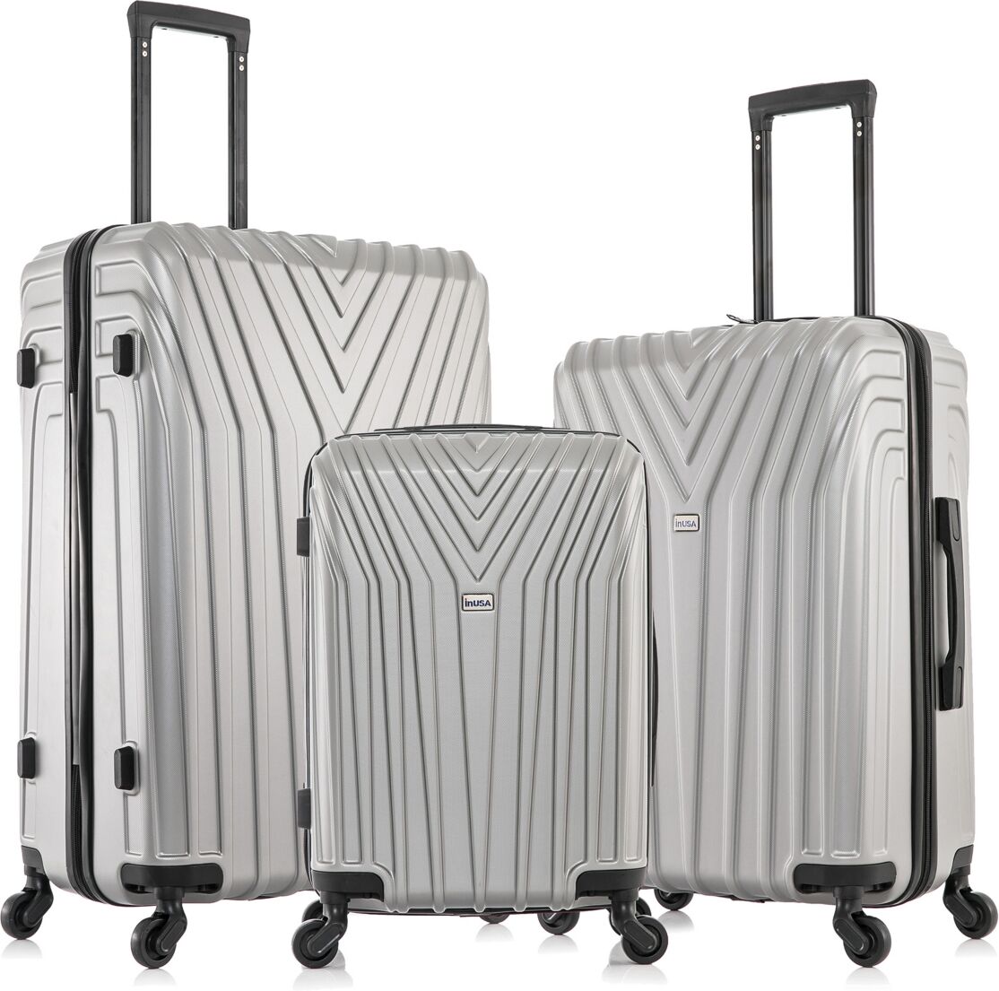 InUSA Vasty Lightweight Hardside Spinner Luggage Set, 3 piece - Silver