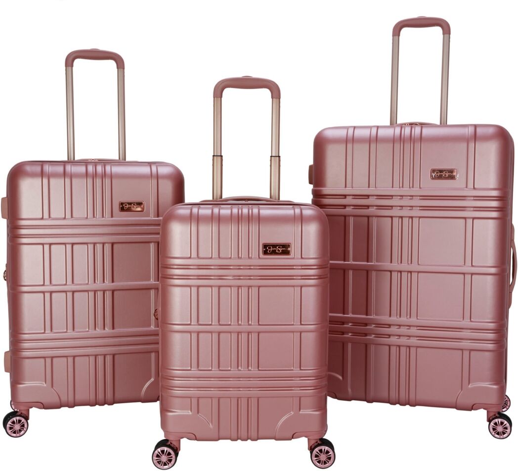 Jessica Simpson Jewel Plaid 3 Piece Hardside Luggage Set - Rose Gold