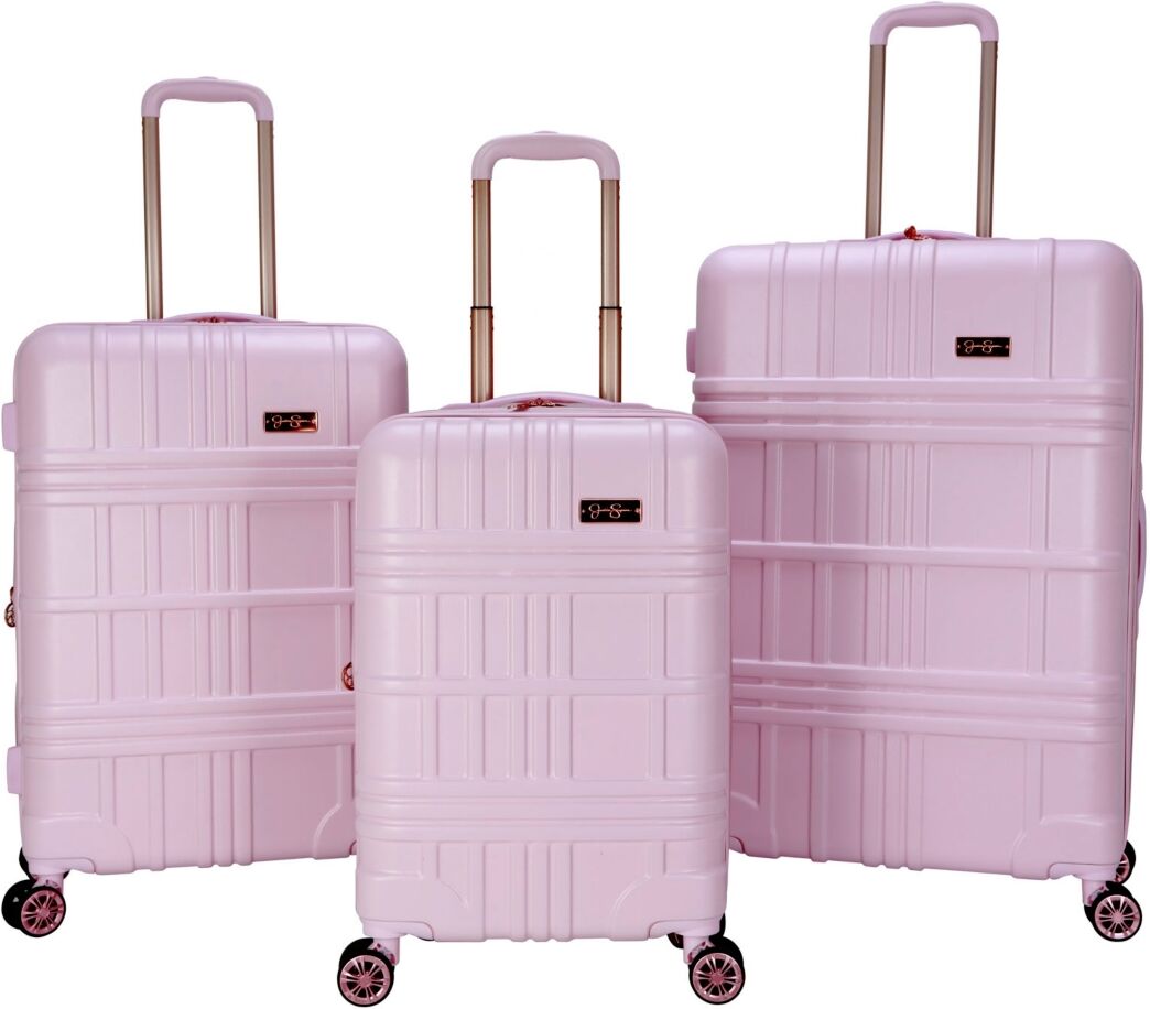 Jessica Simpson Jewel Plaid 3 Piece Hardside Luggage Set - Pink