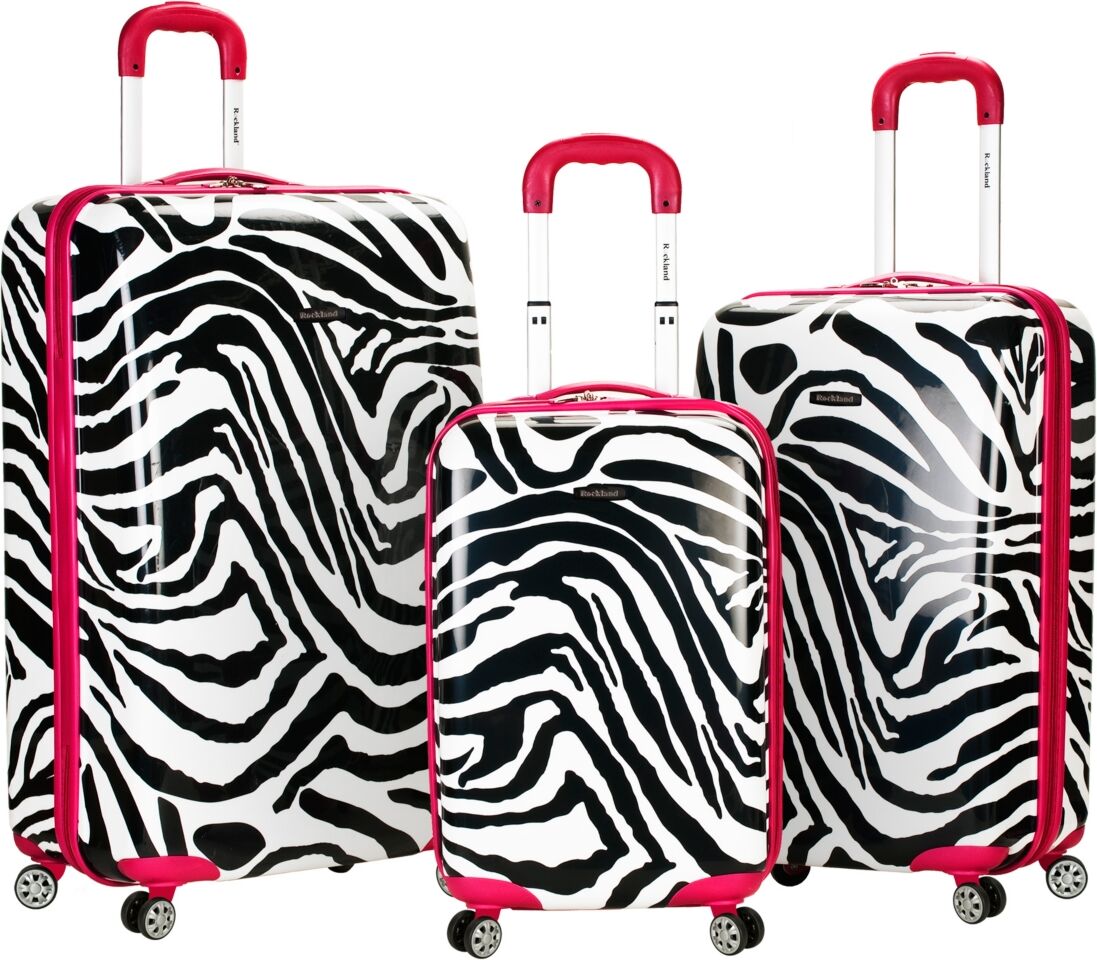 Rockland 3-Pc. Hardside Luggage Set - Pink Zebra