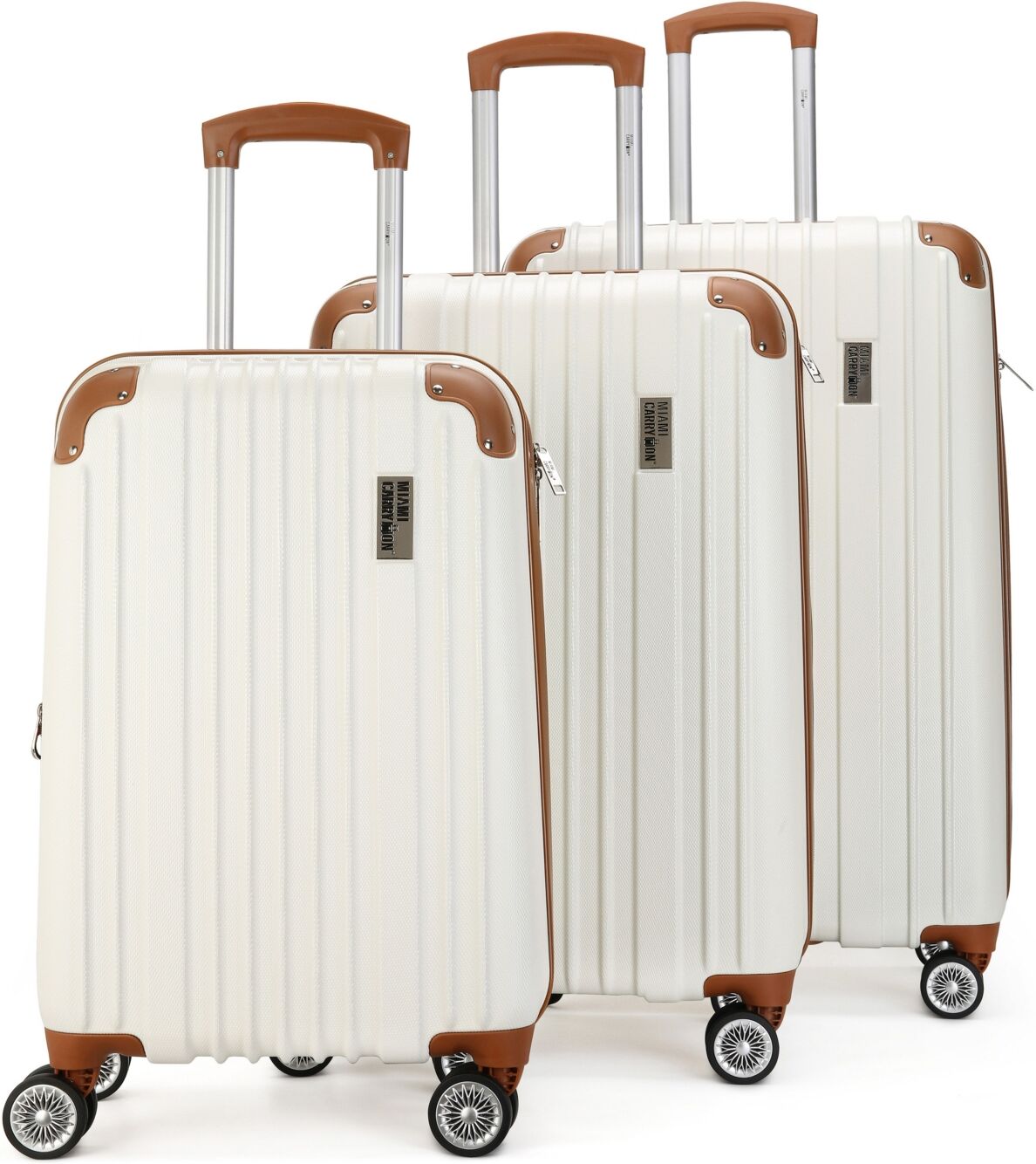 Miami CarryOn Collins 3 Piece Expandable Retro Spinner Luggage Set - White