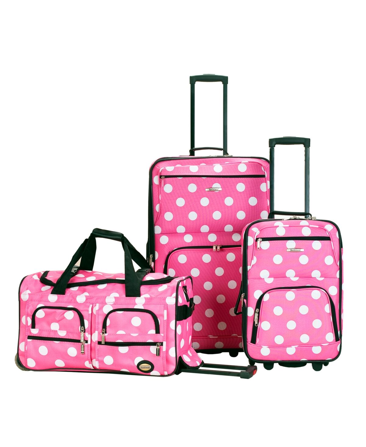 Rockland 3-Pc. Softside Luggage Set - Pink Dots