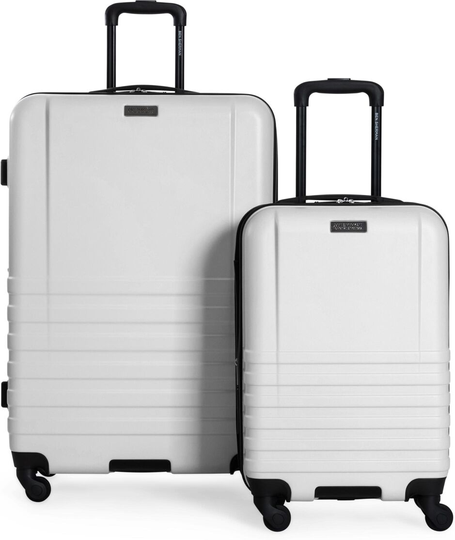 Ben Sherman Hereford 2-Piece Lightweight Hardside Expandable Spinner Luggage Set - White