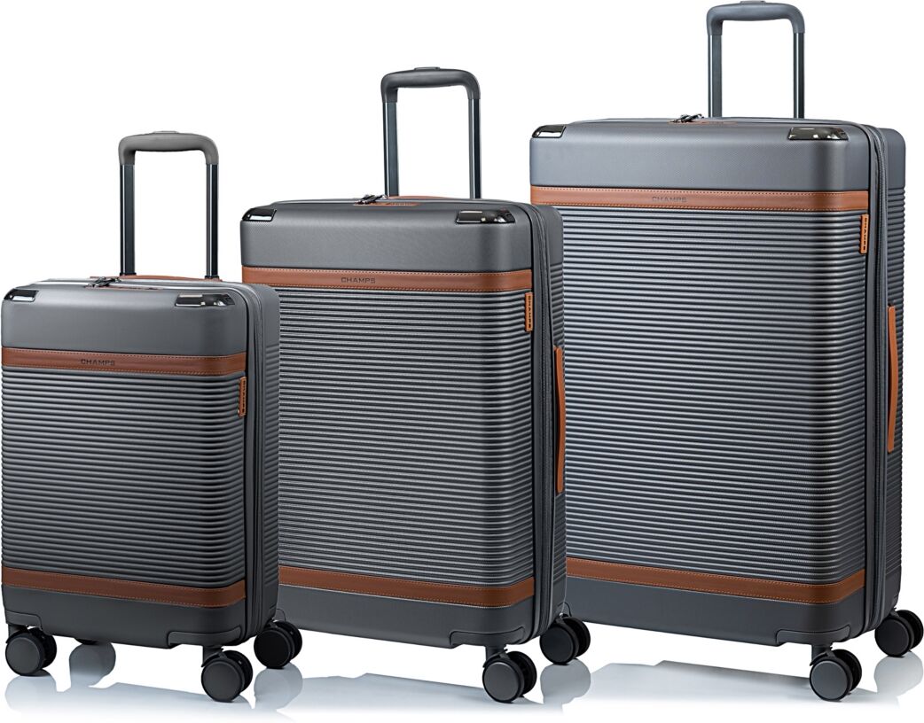 Champs Vintage-Like Iii Hardside Spinner Luggage Set, 3 Piece - Gray