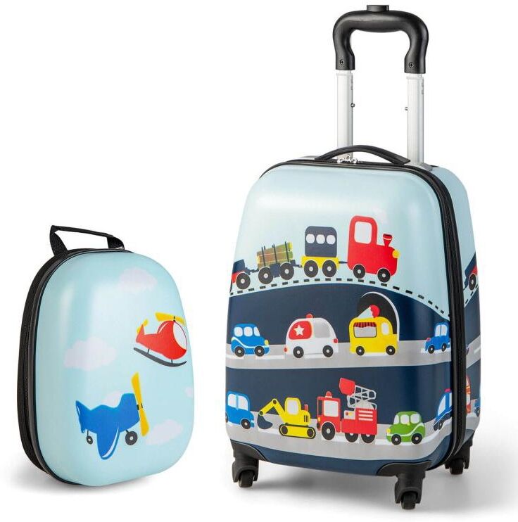 Slickblue 2 Pieces Kids Carry-on Luggage Set with Backpack - Blue