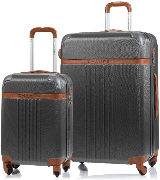 Champs 2-Pc. Vintage Hardside Luggage Set - Dark Grey