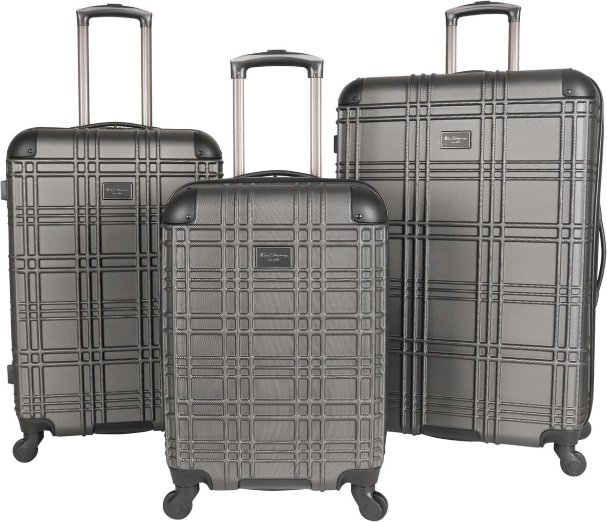 Ben Sherman Nottingham 3 Piece Lightweight Hardside Travel Luggage Set - Charcoal