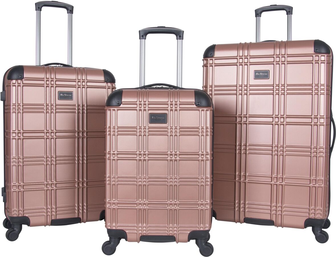 Ben Sherman Nottingham 3 Piece Lightweight Hardside Travel Luggage Set - Rose Gold