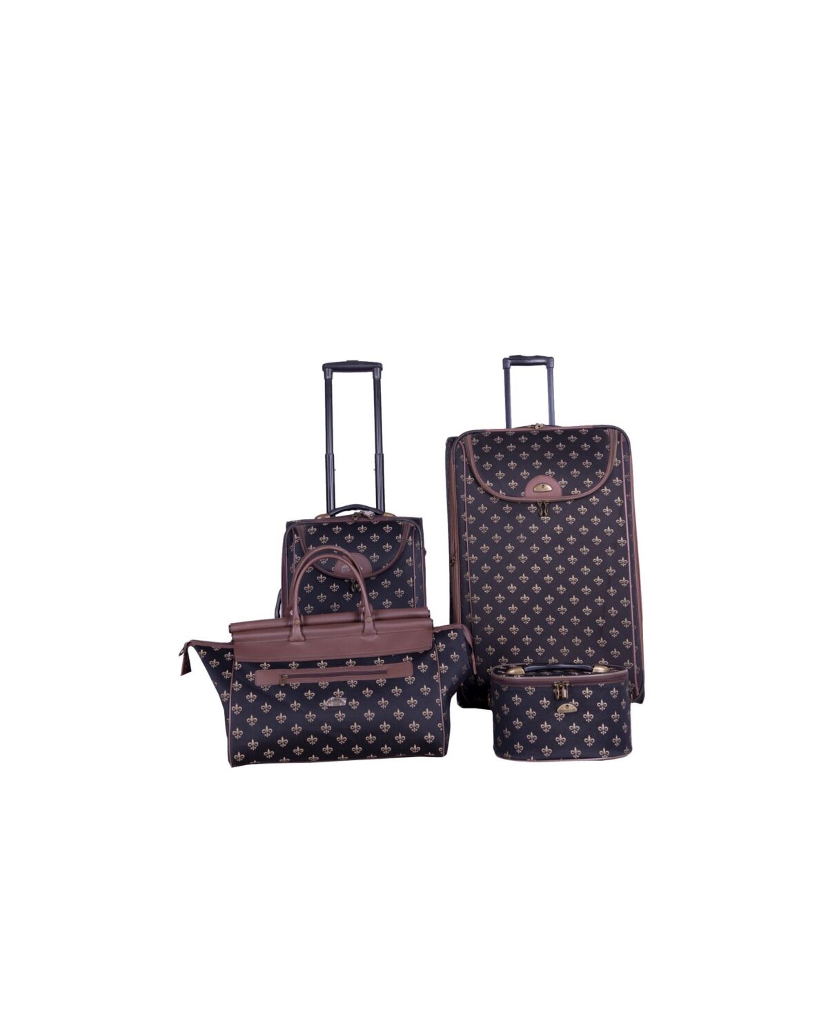 American Flyer Fleur De Lis 4 Piece Luggage Set - Black