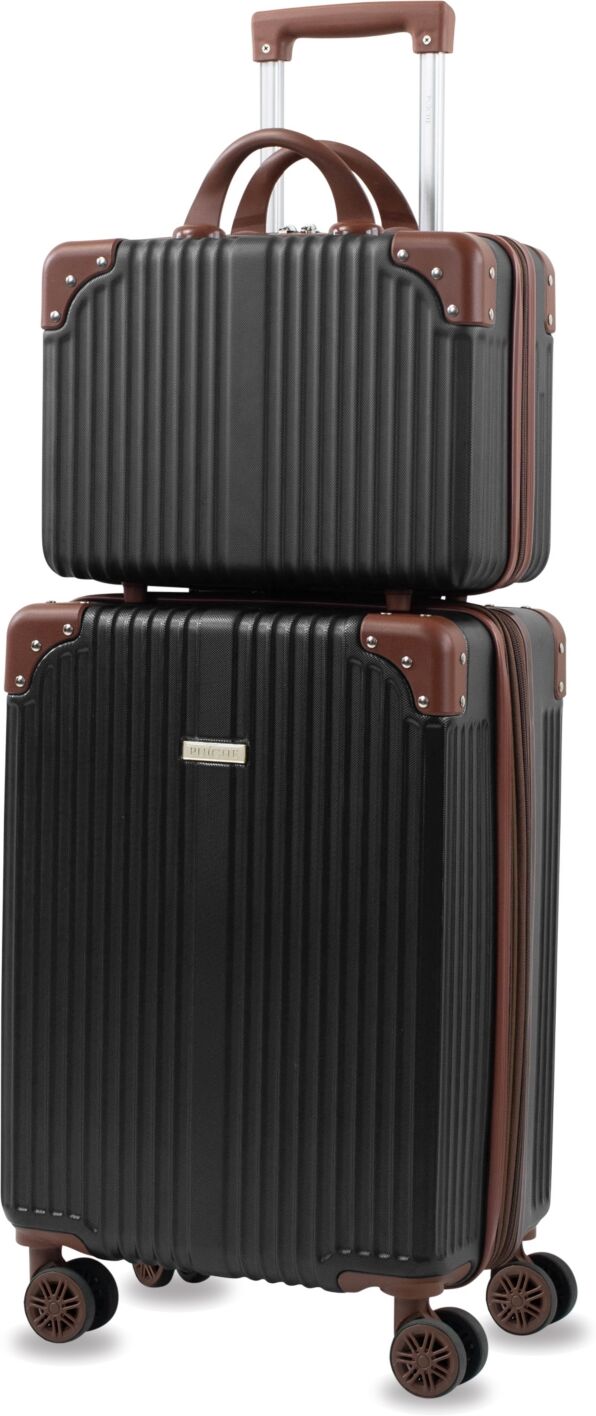 Puiche Tresor Carry-on Vanity Trunk Luggage, Set of 2 - Black