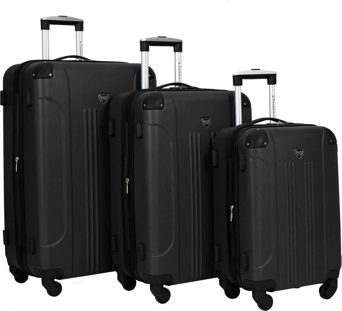 Travelers Club Chicago 3 Pieces Expandable Spinner Luggage Set - Black