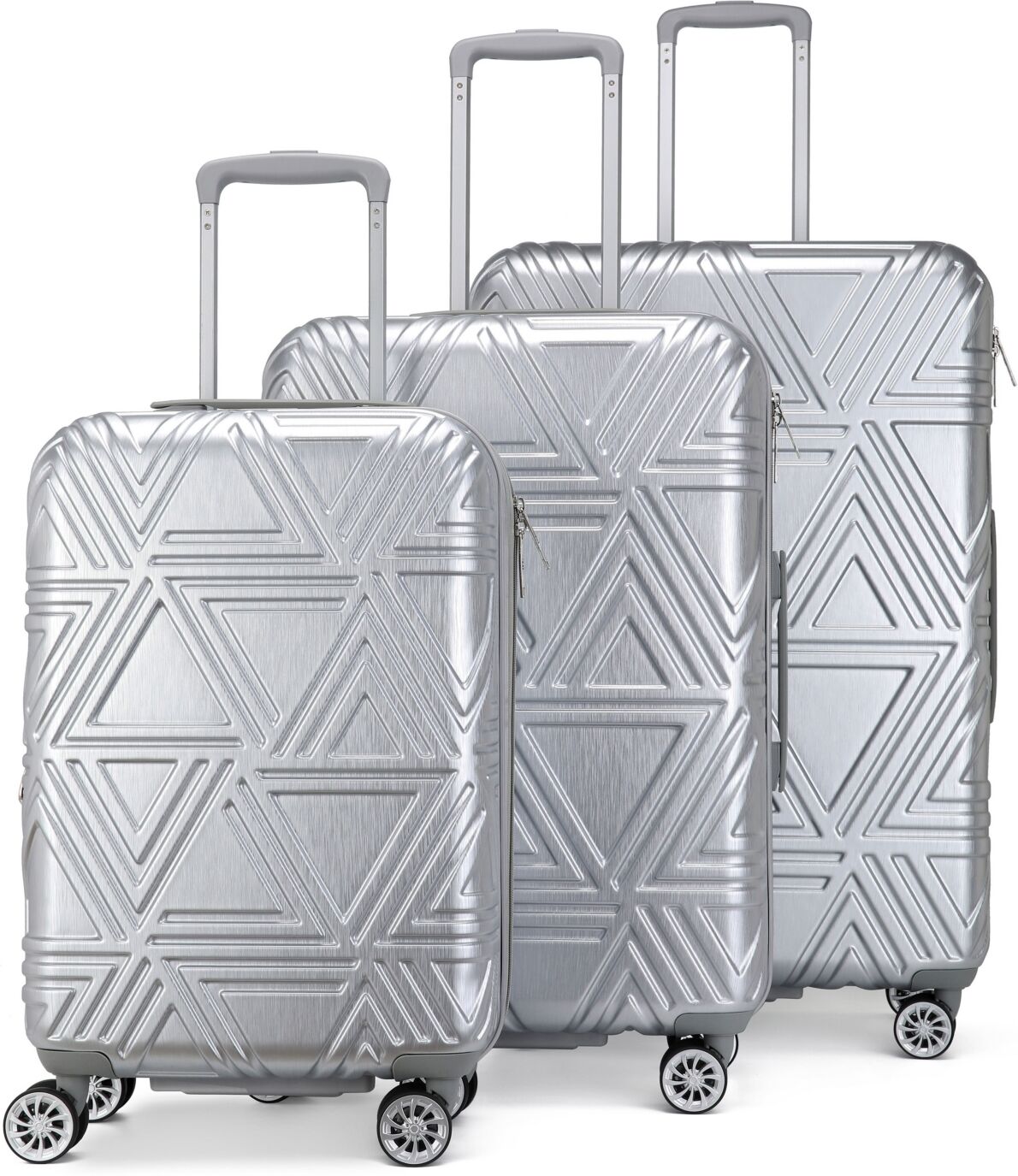 Badgley Mischka Contour 3-Pc. Expandable Hard Spinner Luggage Set - Silver