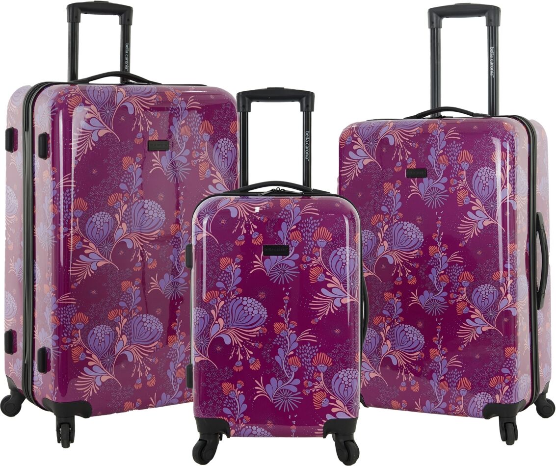 Bella Caronia 3 Piece Rolling Hardside Luggage Set with 4 Wheel Spinners - Style Floral