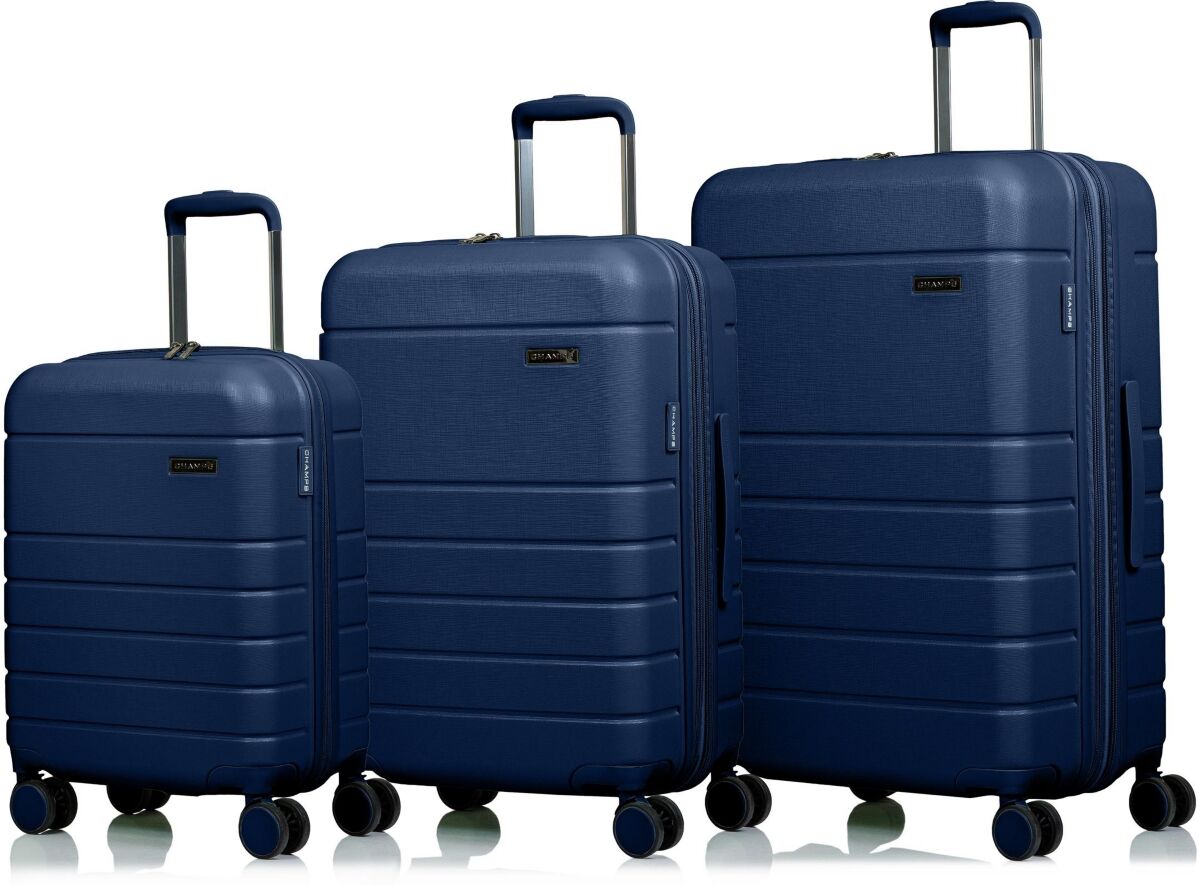 Champs 3-Piece Linen Hardside Luggage Set - Navy