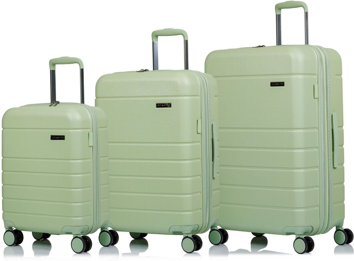 Champs 3-Piece Linen Hardside Luggage Set - Green