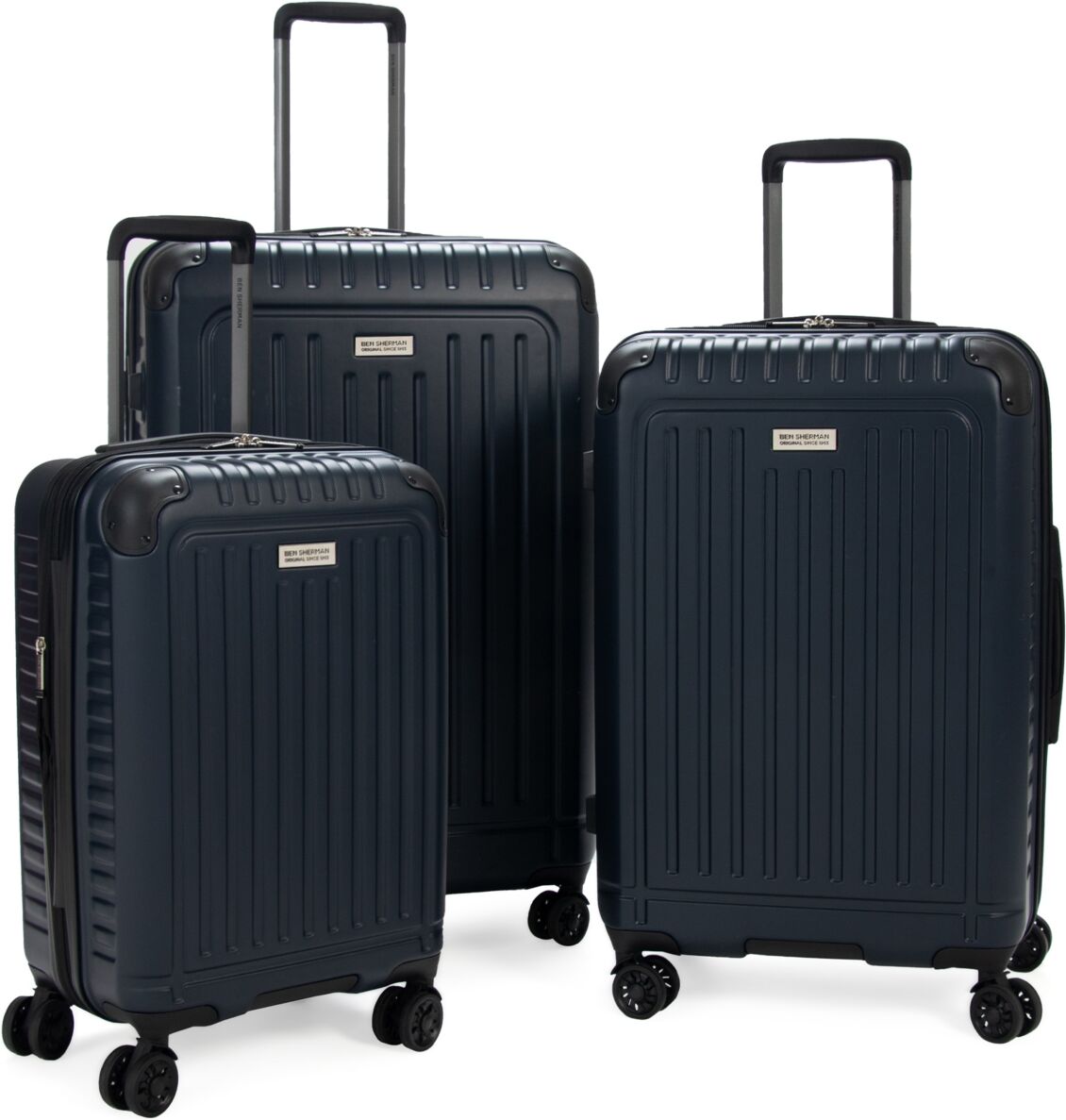 Ben Sherman Sunderland 3 Piece Lightweight Hardside Expandable Spinner Luggage Set - Naval