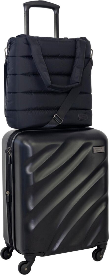 Geoffrey Beene Puffer Hardside Luggage Set, 2 Piece - Black