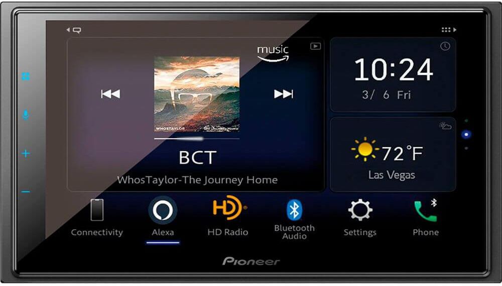 Pioneer 6.8 inch Amazon Alexa, Android Auto, Apple CarPlay, Bluetooth Multimedia Digital Media Receiver - Black