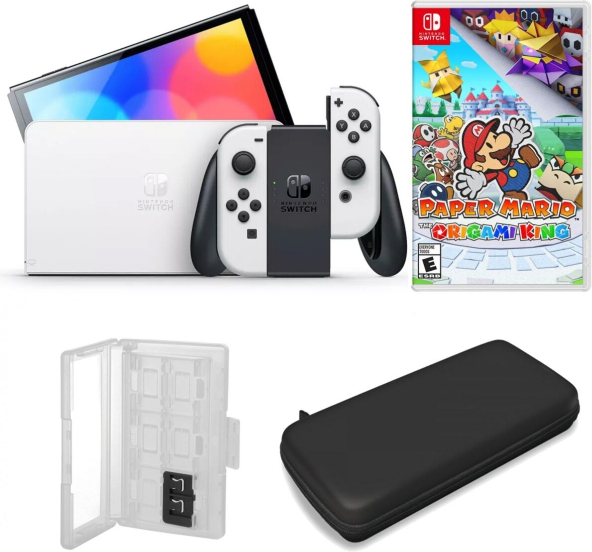 Nintendo Switch Oled in White with Paper Mario & Accessories - Open White