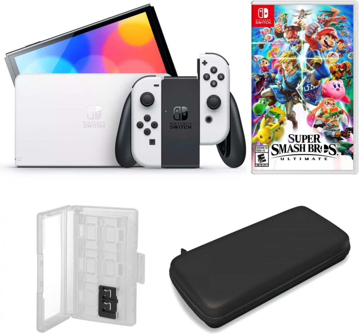 Nintendo Switch Oled in White with Super Smash Bros 3 & Accessories - Open White