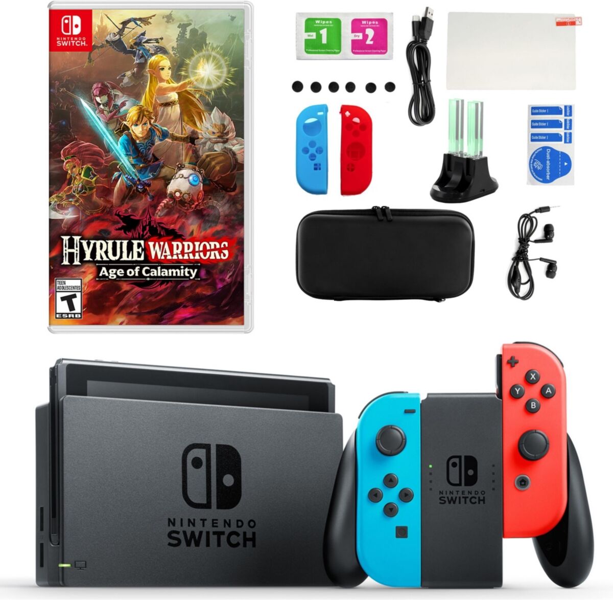 Nintendo Switch in Neon with Hyrule Warriors & Accessory Kit - Open Miscellaneous