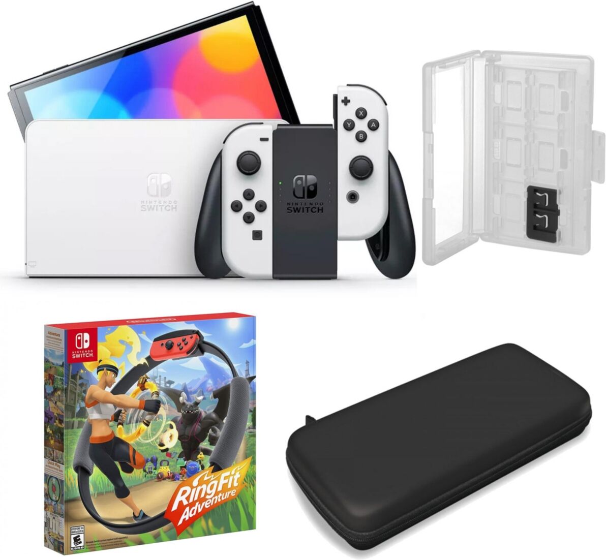 Nintendo Switch Oled in White with Ring Fit & Accessories - Open White