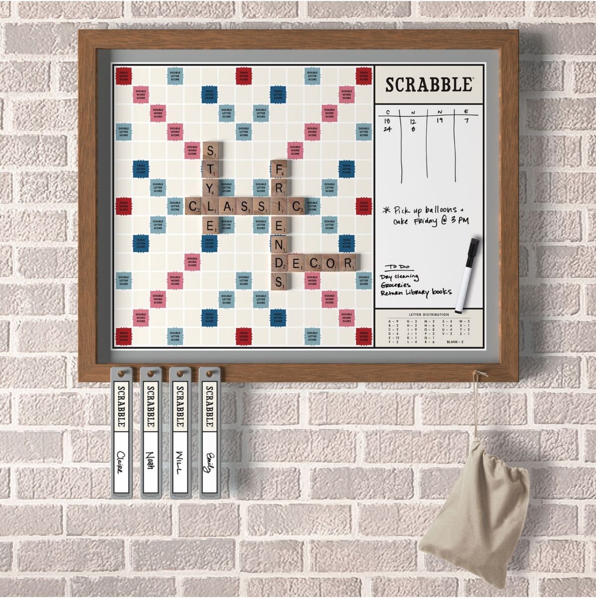 Ws Game Company Scrabble Deluxe Vintage- Like 2-in-1 Wall Edition - Wood