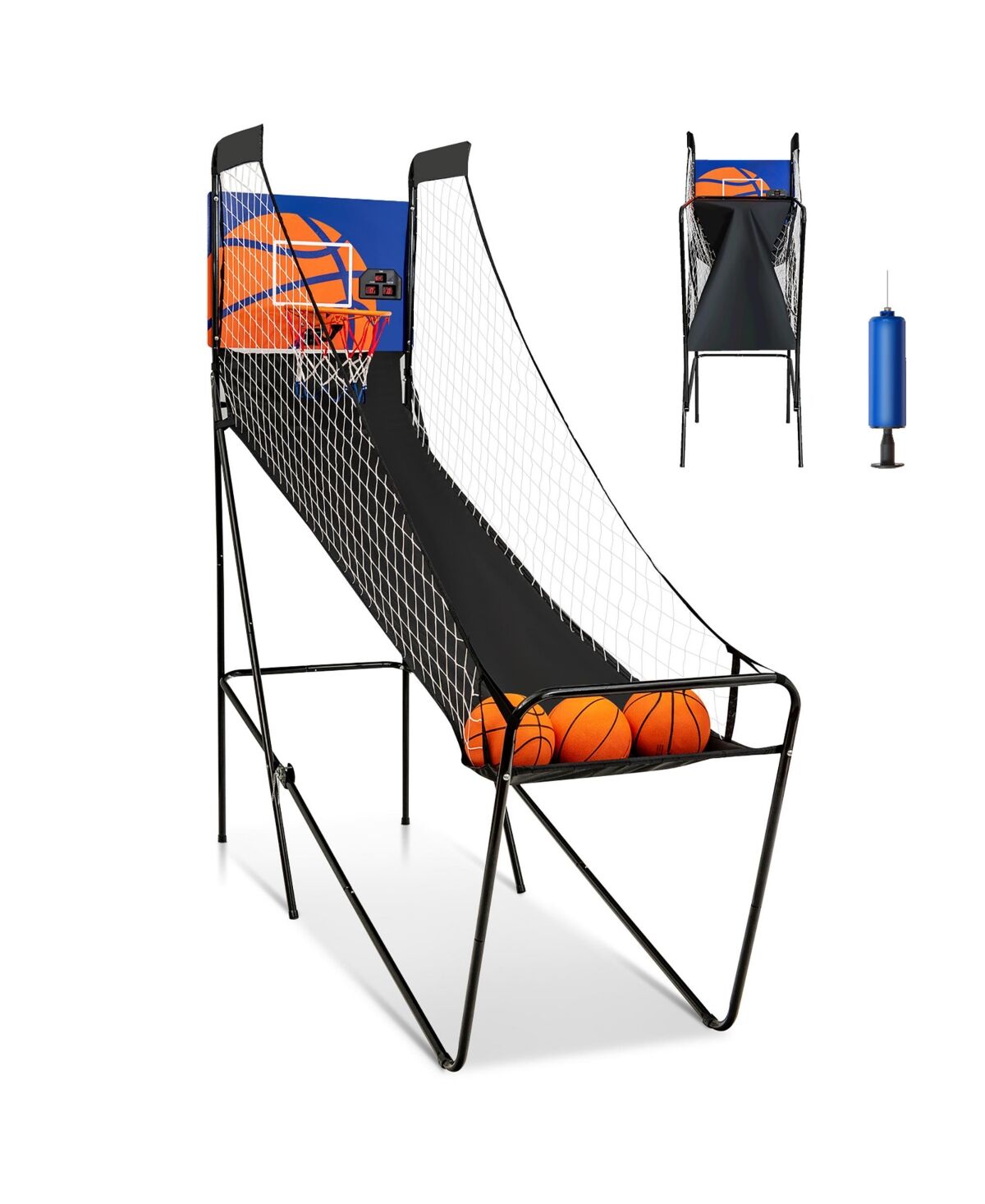 Costway Foldable Single Shot Basketball Arcade Game W/Electronic Scorer 3 Basketballs - Black