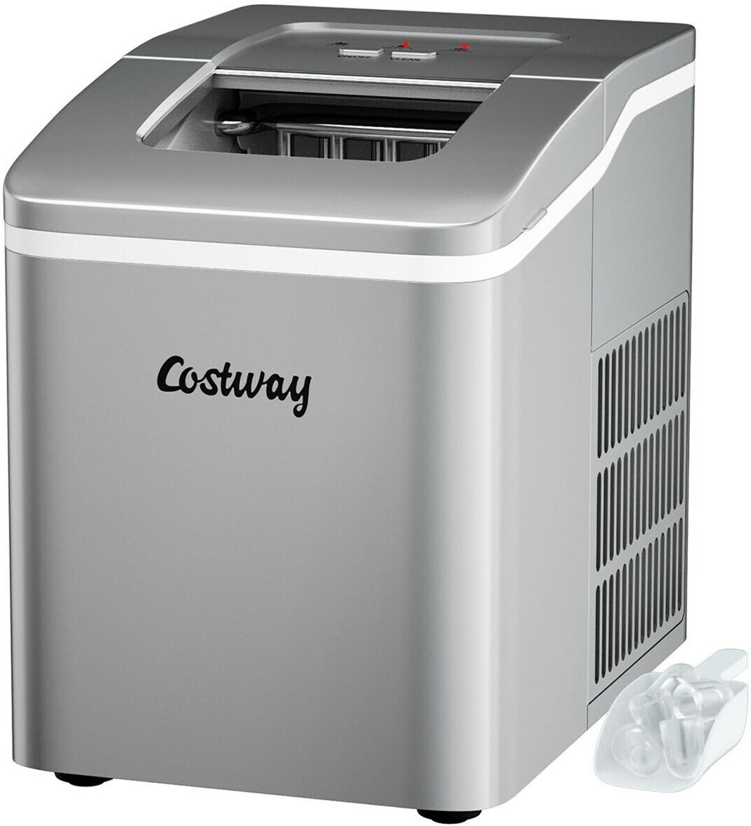 Costway Portable Ice Maker Machine Countertop 26Lbs/24H Self-cleaning - Silver