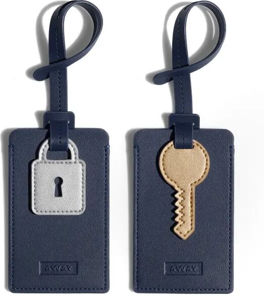 Away The Luggage Tag & Charm Duo in Navy Lock & Key (Set of 2)