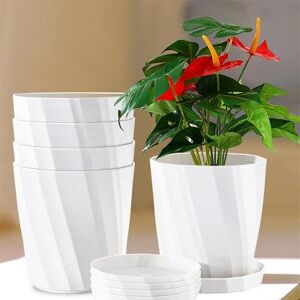 Latitude Run® Plastic Pot Planter in White, Size 7.2 H x 8.0 W x 8.0 D in   Wayfair DBE618A73CF540DAA9DD1CC37B211C72
