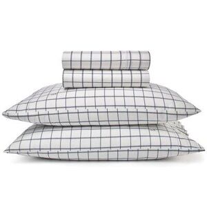 Lacoste 300 Thread Count Plaid 100% Cotton Percale Sheet Set Cotton Percale in Gray/White   Wayfair 22344138