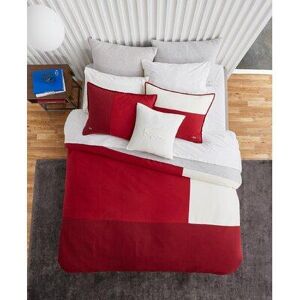 Lacoste Cliff Reversible Duvet Cover Set Cotton in Red/White, Size Twin XL + 1 Pillow Shams   Wayfair 22004011