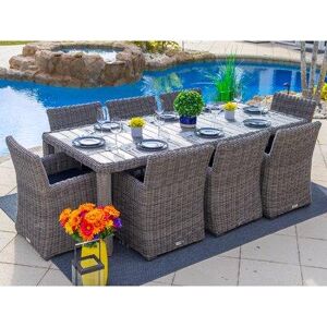 AKOYA Outdoor Essentials Malmo 7 Piece Outdoor Dining Table Set In Plastic/Wicker/Rattan in Gray, Size 30.0 H x 82.0 W x 40.0 D in   Wayfair