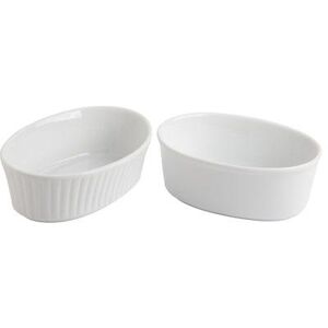Home Essentials and Beyond 0.25 Qt. Ceramic Oval Ribbed Ramekin Ceramic in Brown/White, Size 1.5 H x 3.5 W in   Wayfair 16002