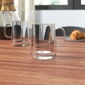 Wade Logan® Wilkinsburg 2 Piece Glass Coffee Mug Set Glass in Brown, Size 4.0 H in   Wayfair 3928BF92012A43F290EFA7E162E98F8E