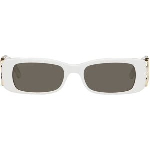 Balenciaga White Dynasty Rectangle Sunglasses  - 011 Shiny Solid Whit - Size: UNI - Gender: female