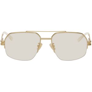 Bottega Veneta Gold Bond Metal Half-Rim Aviator Sunglasses  - 006 Gold - Size: UNI - Gender: female