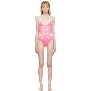 Balmain Pink Barbie Edition Button One-Piece Swimsuit  - Oci