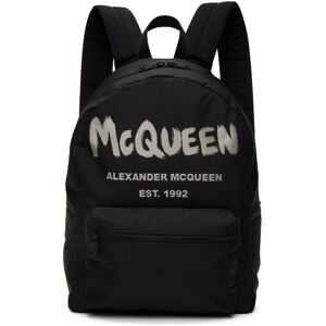 Alexander McQueen Black Graffiti Metropolitan Backpack  - 1073 BLACK/OFF WHITE - Size: UNI - Gender: male